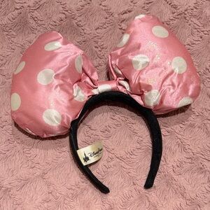 Disney Pink and White Polka Dot Bow Headband